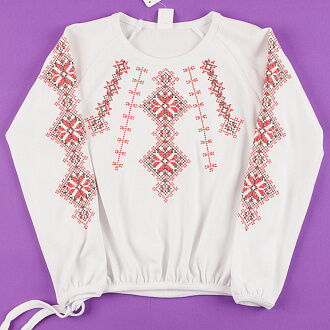 Вышиванка трикотажная с длинным рукавом для девочки Фламинго орнамент 729-204 - цена