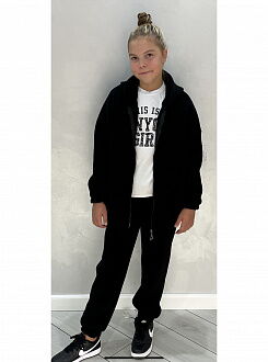 Утепленный спортивный костюм для девочки черный 2211 - цена