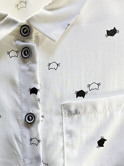 Блузка для девочки Mevis Коты белая 4412-01 - фотография