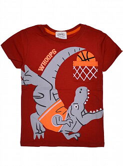 Футболка для мальчика Whoops Динозавр красная 21937 - фото