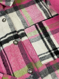 Утепленная рубашка для девочки Клетка малиновая 0408 - фотография