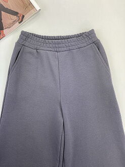 Трикотажные брюки-палаццо для девочки Mevis графит 4753-02 - фото