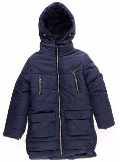 Куртка удлиненная зимняя для девочки Одягайко синяя 20004О - цена