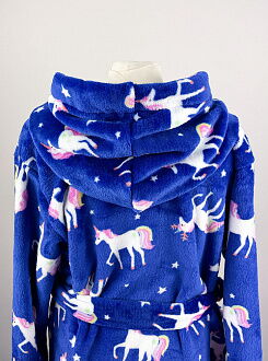 Халат вельсофт для девочки Фламинго Единороги синий 883-910 - размеры