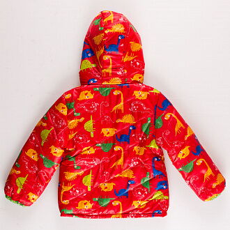 Куртка для девочки ОДЯГАЙКО Динозавры красная 22094О  - фотография