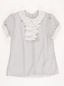 Блузка с коротким рукавом для девочки Польша Горох белая 03914 - цена