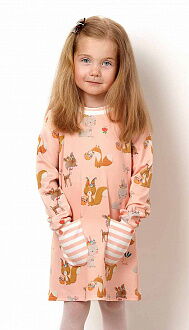 Платье трикотажное для девочки Mevis персиковое 2541-03 - цена