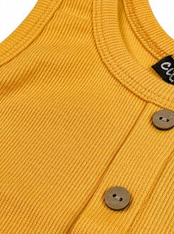 Трикотажная майка в рубчик для девочки Cuties горчичная 2097 - фото