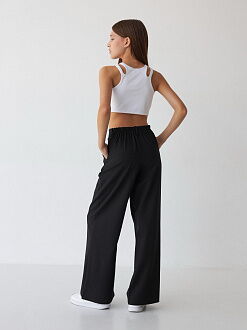 Брюки-палаццо школьные для девочки трикотаж Valza черные 5108 - фото