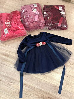 Платье нарядное для девочки Barmy Цветы темно-синее 0341 - фото