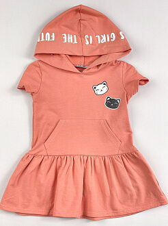 Трикотажное платье для девочки Mevis персиковое 3736-04 - фотография