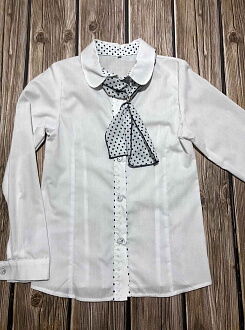 Блузка школьная сo съемным галстуком белая  03294 - цена