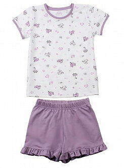 Летняя пижама для девочки Фламинго Котики сиреневая 228-420 - цена