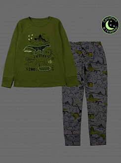 Пижама для мальчика Фламинго Dino Expert зеленая 256-222 - фото