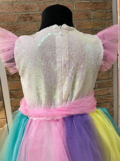 Длинное нарядное платье для девочки Единорог розовое 77715 - картинка