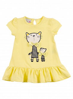 Платье для девочки Barmy Кошка и котенок желтое 0051 - цена
