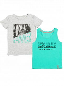 Комплект майка и футболка для мальчика Фламинго серый 983-416 - фото