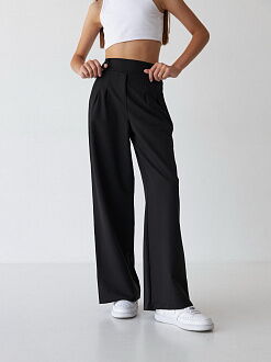 Брюки-палаццо школьные для девочки трикотаж Valza черные 5108 - цена