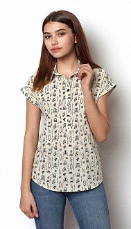 Блузка с коротким рукавом для девочки Mevis бежевая 2462-02 - цена