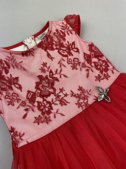 Нарядное платье для девочки Mevis красное 2620-04 - размеры