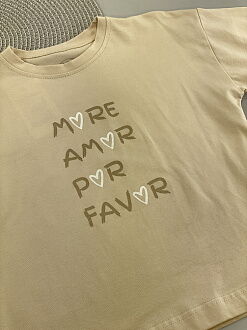 Футболка для девочки Фламинго Amor бежевая 1005-417 - фото