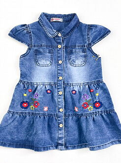 Джинсовое платье для девочки Trimex Цветочки синее 600 - цена