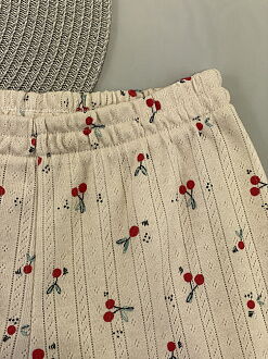 Летняя пижамка для девочки Mevis Вишенки бежевая 5039-02 - размеры