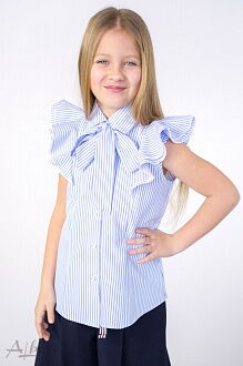 Блузка с бантом для девочки Albero голубая 5064 - цена