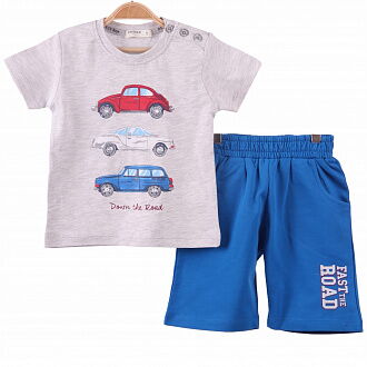 Комплект футболка и шорты Breeze Машинки синий 12365 - фото