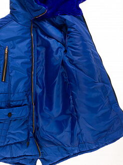 Куртка удлиненная зимняя для девочки Одягайко синяя 20061О - фотография