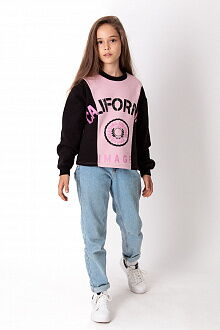 Утепленный свитшот для девочки Mevis California пудра 3989-03 - фото