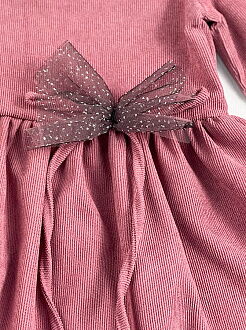 Нарядное вельветовое платье для девочки розовое 1208 - размеры