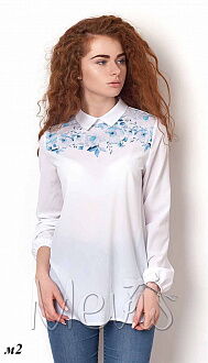 Блузка для девочки Mevis белая с голубыми цветами 2502-02 - цена