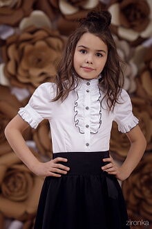 Блузка школьная с коротким рукавом Zironka белая 3661-2 - цена