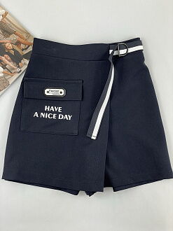 Школьная юбка-шорты для девочки Mevis синяя 4311-01 - цена