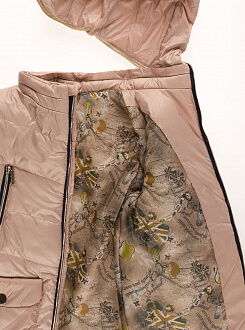 Куртка удлиненная зимняя для девочки Одягайко бежевая 20004 - картинка