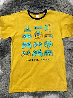 Футболка для мальчика Денди Джойстики горчичная 6234 - размеры