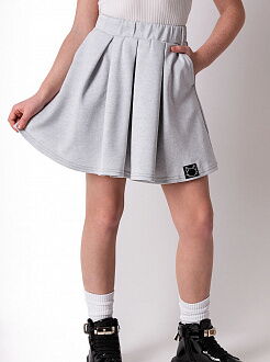 Трикотажная юбка для девочки Mevis серая 4238-01 - цена