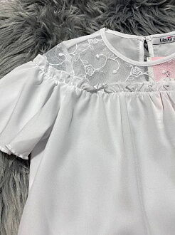 Блузка для девочки Mevis белая 3797-01 - размеры