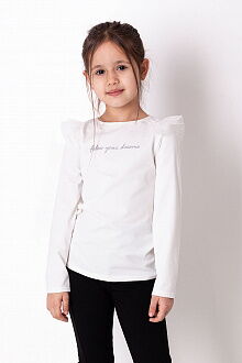Трикотажная блузка для девочки Mevis молочная 3787-02 - цена