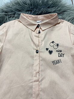 Рубашка школьная для девочки Mevis персиковая 3814-04 - фото