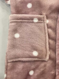 Теплый халат вельсофт для девочки Фламинго Горох пудра 883-910 - картинка
