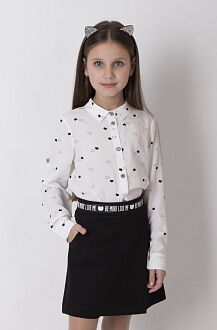Блузка для девочки Mevis Котики белая 4413-01 - фотография