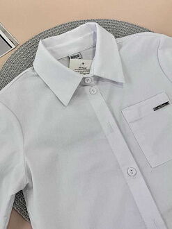 Рубашка коттоновая для девочки Mevis белая 4959-01 - фотография