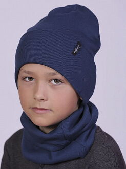 Комплект шапка и хомут Semejka Фрея темно-синий 9321 - цена