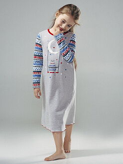 Сорочка ночная для девочки со светящимся рисунком SMIL серый меланж 104362 - цена