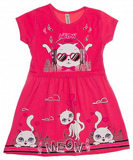 Летнее платье для девочки MEOW коралловое 130 - цена