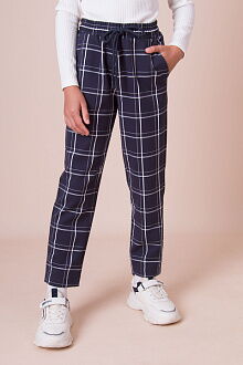 Брюки-слоучи для девочки Mevis Клетка синие 5160-02 - цена