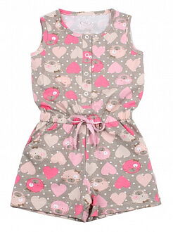 Летний комбинезон для девочки Фламинго Котики серый 045-420 - цена