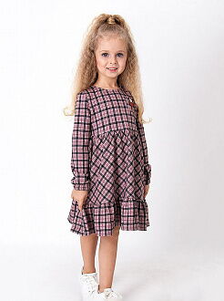 Трикотажное платье для девочки Mevis Клетка розовое 3918-03 - цена